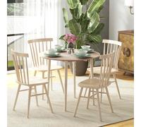 HOMCOM Foldable Dining Table, Round Drop Leaf Table, Brown