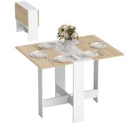 HOMCOM Folding Dining Table, Space-Saving Drop Leaf Kitchen Table for 4-6
