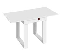 HOMCOM Folding Dining Table Under-Table Storage Extendable Kitchen Table Steel Rail White