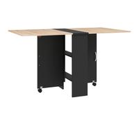 HOMCOM Folding Dining Table with Drop Leaf, 2 Tier Shelves and Rolling Casters, Small Space Table, Oak Aosom UK