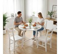 Homcom Folding Dining With Steel Frame For Small Spaces, White White