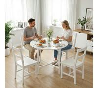 HOMCOM Folding Dining with Steel Frame for Small Spaces, White - Steel - White - White