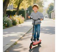 HOMCOM Foldable Electric Scooter, 120W E-Scooter with Three Mode LED Headlight, Warning Bell, Adjustable Height, 12km/h Maximum Speed, for Ages 7-14 Years - Red