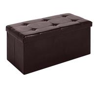 Homcom Storage Ottoman Tool Box Faux Leather Folding Bench Foot Rest, Brown