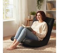 HOMCOM Folding Floor Chair, Floor Sofa with Adjustable Backrest, Wide Seat - 1 - Black - Contemporary