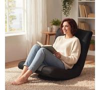 Homcom Folding Floor Chair, Floor Sofa With Adjustable Backrest, Wide Seat In Black Black