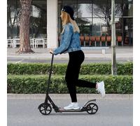HOMCOM Folding Kick Scooter, Adjustable Ride On Scooter with 200mm Big Wheels and Double Shock Absorption, Urban Scooter for 14+ Teens Adult, Black