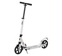 HOMCOM Kick Scooter Folding 2 Big Wheels Adjustable Adult Teens For 14+ Black - White - 94L x 38W x 90-105H cm - Kids Scooter