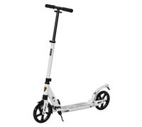 HOMCOM Folding Kick Scooter, Adjustable Ride On Scooter with 200mm Big Wheels and Double Shock Absorption, Urban Scooter for 14+ Teens Adult, White White