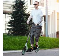 Homcom Folding Kick Scooter For 14+ W/ Adjustable Height, Dual Brake System Green And Black, Green