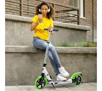 Homcom Folding Kick Scooter With Big Wheels For 14+ Teens Adult, Green Green