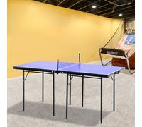 HOMCOM Folding Mini Compact Table Tennis Top Ping Pong Table Set Professional Net Games Sports Training Play Blue Aosom UK