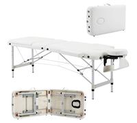 HOMCOM Folding PVC Leather Massage Table Aluminium Frame w/Headrest