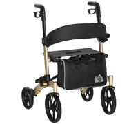 HOMCOM Folding Rollator - 4 Wheeled Aluminum Mobility Walker With Seat And Bag | TJ Hughes