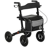 HOMCOM Rollator Walker with Padded Seat, Backrest, All-terrain Wheels, Black
