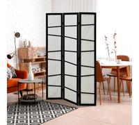 HOMCOM Folding Room Divider 3 Panel Privacy Screen Protector with Wooden Frame