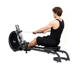 HOMCOM Folding Rowing Machine with 16-Level Adjustable Magnetic Resistance, Aluminium Side Rail, Digital Monitor, Cardio Workout Rower, 130kg Weight Capacity for Home, Gym, Office