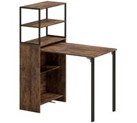 HOMCOM Folding Shelf and Work Table - Brown/Black