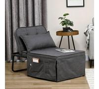 Homcom Folding Sleeper Chair Bed With Pillow And Side Pockets, Charcoal Grey