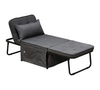 HOMCOM Folding Sleeper Chair Bed with Pillow and Side Pockets, Charcoal Grey