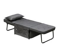 HOMCOM Folding Sleeper Chair Bed with Pillow and Side Pockets - Charcoal grey - Polyester - 1 Seater