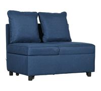 HOMCOM 165cm 2 Seater Sofa for Living Room, Modern Fabric Couch, Tufted Loveseat Sofa Settee w/ Steel Legs, 2 Storage Pockets, Blue