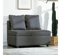 HOMCOM Folding Sleeper Sofa Bed Chair with Pillows, Pocket - Grey - Eucalyptus Wood, Polyester