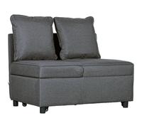 HOMCOM Folding Sleeper Sofa Bed Chair with Pillows, Pocket - Grey - Eucalyptus Wood, Polyester - 1 Seater