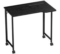 HOMCOM Folding Small Desk on Wheels - Black Wood Effect