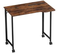HOMCOM Folding Small Desk on Wheels - Rustic Brown