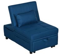 HOMCOM Folding Sofa Bed - Adjustable, Single Sleeper, Blue