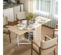 Drop Leaf Table Folding Computer Desk Workstation for Small Space W/ 2 Storage Shelves Cubes-Oak/White Colour - Home Living | TJ Hughes White