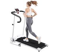 HOMCOM 1-10Km/h Folding Treadmill Home Running Fitness Machine White - White
