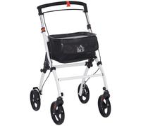 HOMCOM Folding Upright Rollator Walker with Storage Bag, Tray, White, White