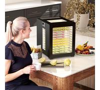 HOMCOM Food Dehydrator with 12 Stainless Steel Tray, 850W Food Dryer Machine with LED Touch Panel, 40-70℃ Adjustable Temperature, 48H Timer for Drying Fruit, Meat, Vegetable, Jerky, Pet Treat, Black