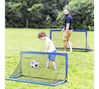 HOMCOM Football Goal Folding Outdoor with All Weather Net 6'x3' Blue