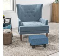 Homcom Footstool Ottoman Cube With Plastic Legs In Blue Blue