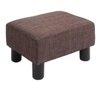 Homcom Chic Linen Fabric Footstool Ottoman Cube With 4 Plastic Legs Brown