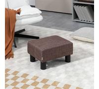 HOMCOM Chic Linen/PU Footstool Ottoman Cube with 4 Plastic Legs - Brown - Polyester - 40cm x 30cm x 24cm