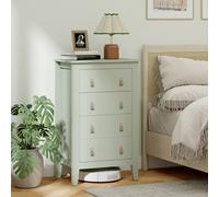 HOMCOM "Four-drawer dresser is spacious;","E1 particle board, with melamine coating; ","Modern style with unique leather handles;" - Green