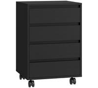 HOMCOM Four-Drawer Office Filing Cabinet, with Wheels - Black