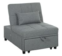 HOMCOM Four-In-One Single Sleeper Chair, Scratch Resistant Dark Grey Aosom UK