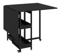 HOMCOM Folding Dining Table, Drop Leaf Table w/ Open Compartments, Black, Black