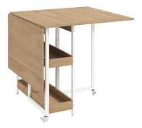 HOMCOM Folding Dining Table, Drop Leaf Table w/ Open Compartments, Natural