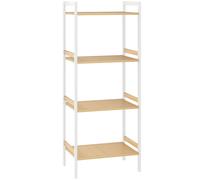 HOMCOM Four-Tier Bamboo Adjustable Shelf Storage Unit