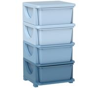 HOMCOM Four-Tier Kids Storage Boxes, with Four Drawers - Blue