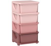 HOMCOM Four-Tier Kids Storage Boxes, with Four Drawers, Pink