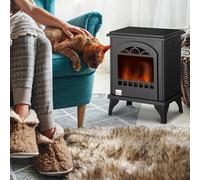 HOMCOM Free Standing Bio Ethanol Fireplace Heater with 0.9L Tank, Black - Black