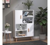 HOMCOM Free Standing Bookcase Shelves Unit Storage Cabinet Two Doors Wooden in White HOMCOM White