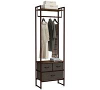 Homcom Clothes Hanging Rail With 3 Fabric Drawers Storage Shelves For Hallway